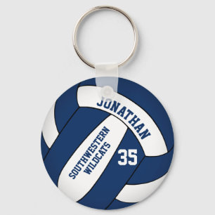 blue white boys' team name volleyball key ring
