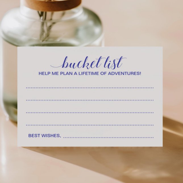 Blue White Bucket List Ideas Graduation Guest Book Advice Card (Creator Uploaded)