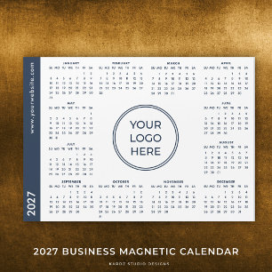 Blue White Business Logo 2027 Magnetic Calendar