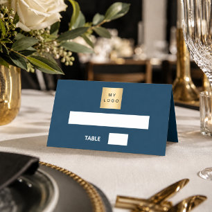 Blue white business logo event place card