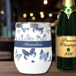 Blue & White Butterfly Monogram