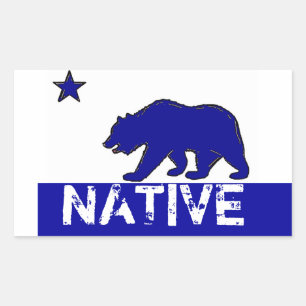 Blue white California native state bear stickers