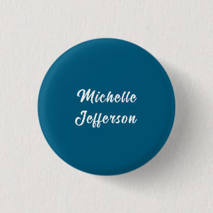 Blue & White Calligraphy Elegant Chic Modern 3 Cm Round Badge