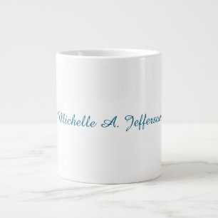 Blue & White Calligraphy Elegant Chic Modern Large Coffee Mug
