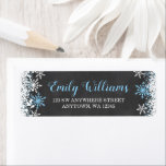 Blue White Chalkboard Snowflake Return Address Return Address Label<br><div class="desc">Stylish snowflake return address labels. Perfect for a winter baby shower,  winter birthday or Christmas labels.</div>
