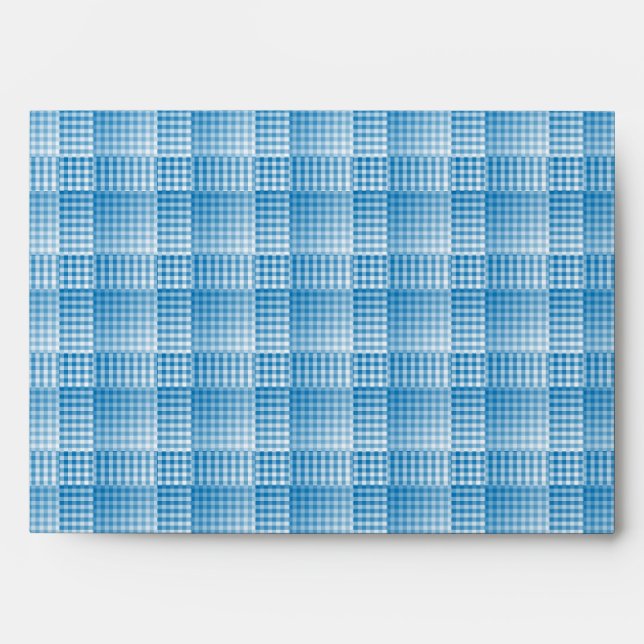 Blue White Checker Abstract Pattern Envelope (Front)
