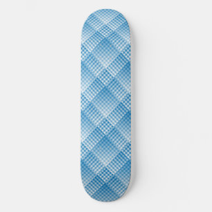 Blue White Checker Abstract Pattern Skateboard