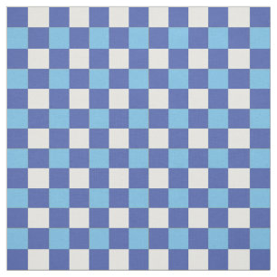 Blue white checkered pattern fabric