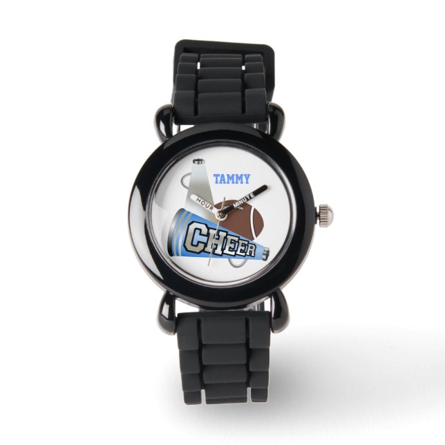 Blue & White Cheerleader's Megaphone Custom Watch (Front)