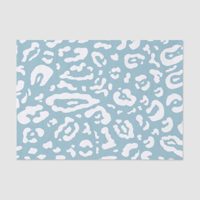 Blue & White Cheetah Leopard Animal Print Party  Tissue Paper (Front)