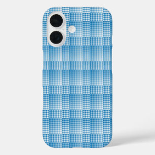 Blue White Chequered Abstract Pattern iPhone 16 Case