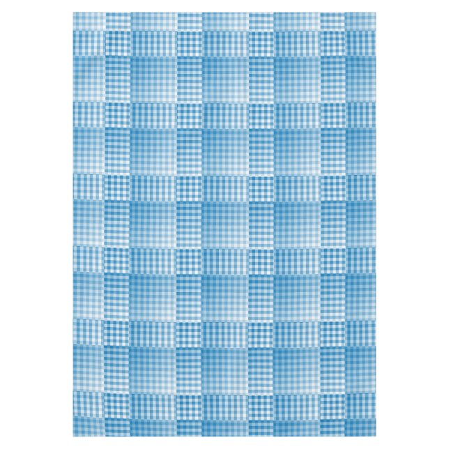 Blue White Chequered Abstract Pattern Tablecloth (Front)
