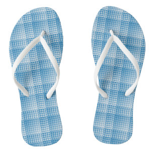 Blue White Chequered Abstract Pattern Thongs