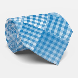 Blue White Chequered Abstract Pattern Tie