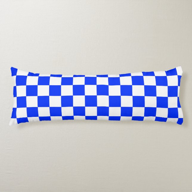 Blue White Chequered Check Pattern Body Cushion (Front)