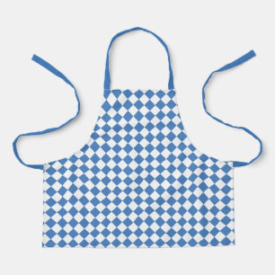 Blue White Chequered Diamond Pattern Apron