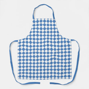 Blue White Chequered Diamond Pattern Apron