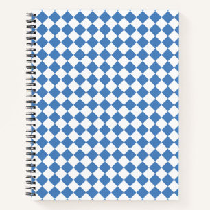 Blue White Chequered Diamond Pattern Notebook