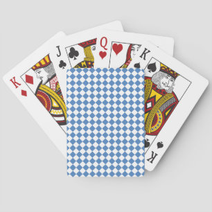 Blue White Chequered Diamond Pattern Playing Cards