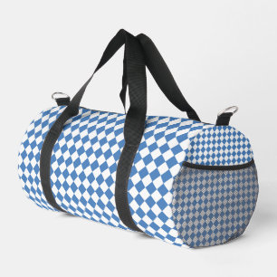 Blue White Chequered Diamond Pattern Small Duffle Bag