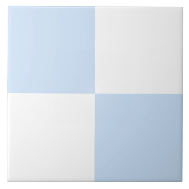 Blue White Chequered Pattern Ceramic Tile (Front)