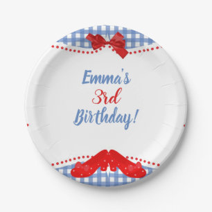 Blue & White Chequered Red Shoes Squares OZ Party Paper Plate