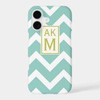 Blue & White Chevron Monogram iPhone 7 Plus Case