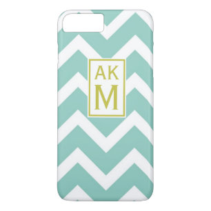 Blue & White Chevron Monogram iPhone 7 Plus Case