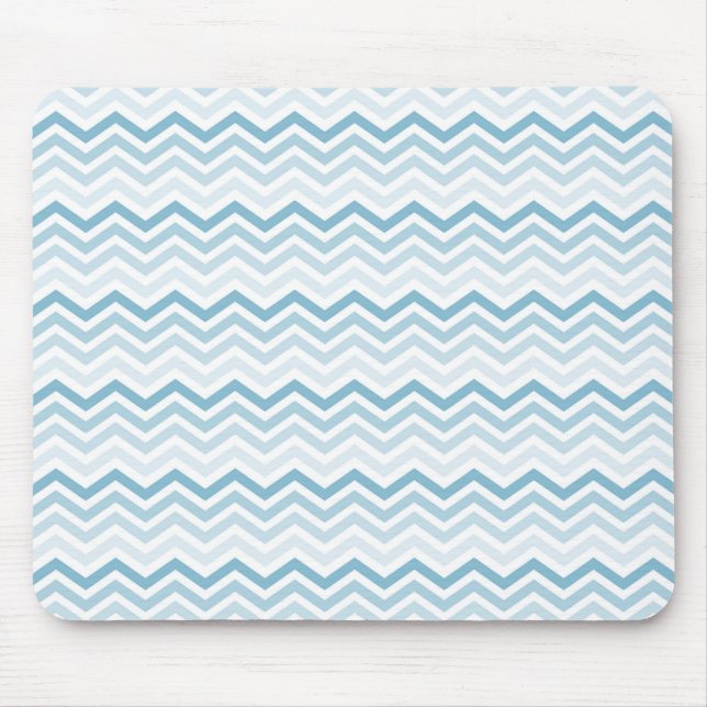 Blue White Chevron Ombre Mouse Pad (Front)