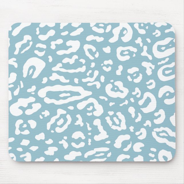 Blue & White Chic Cheetah Leopard Animal Print   Mouse Pad (Front)