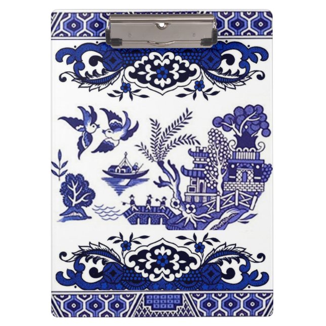 Blue & White China Blue Willow Design Clipboard (Front)