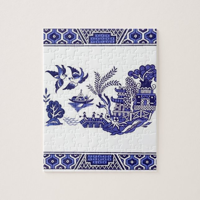 Blue & White China Blue Willow Design Jigsaw Puzzle (Vertical)