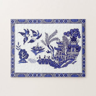 Blue & White China Blue Willow Design Jigsaw Puzzle