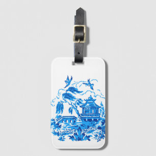 Blue & White China Blue Willow Design Luggage Tag