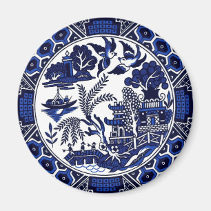 Blue & White China Blue Willow Design Magnet