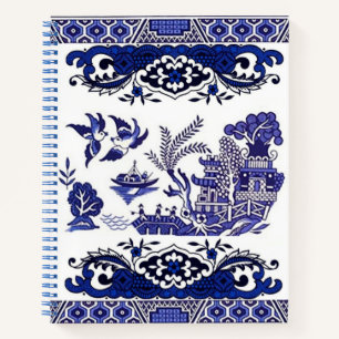 Blue & White China Blue Willow Design Notebook