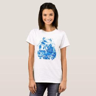 Blue & White China Blue Willow Design t-Shirt
