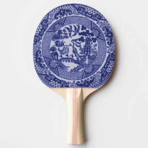 Blue & White China Blue Willow Design v2 Ping Pong Paddle