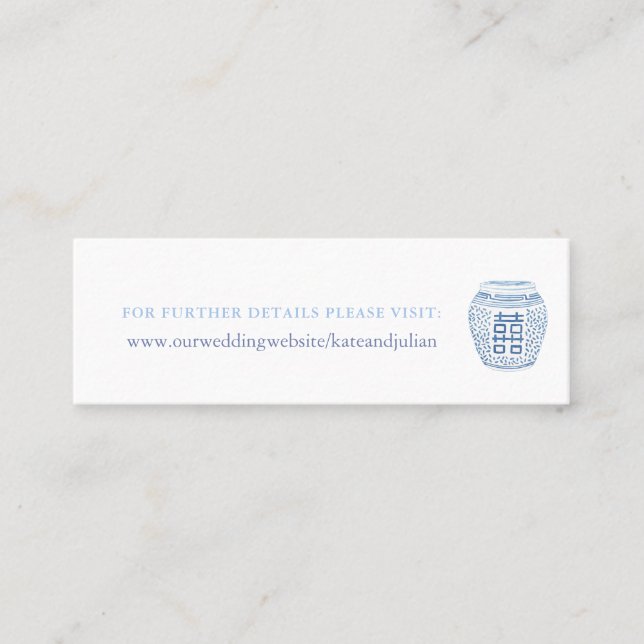 Blue White Chinese Pottery Wedding Website Insert (Front)