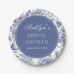 Blue White Chinoiserie Bridal Shower Paper Plates