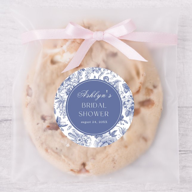 Blue White Chinoiserie Bridal Shower Round Sticker (Creator Uploaded)