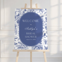 Blue White Chinoiserie Bridal Shower Welcome Sign