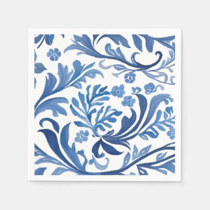 Blue White Chinoiserie Floral Botanical Napkin
