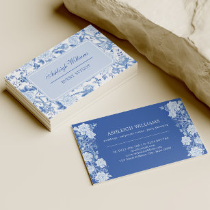 Blue White Chinoiserie Floral Event Stylist Business Card