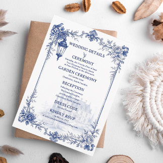 Blue White Chinoiserie Garden Wedding Details Enclosure Card