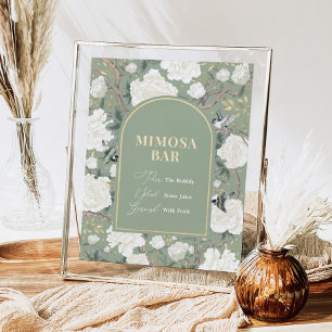 Blue White Chinoiserie Mimosa Bar Wedding Sign