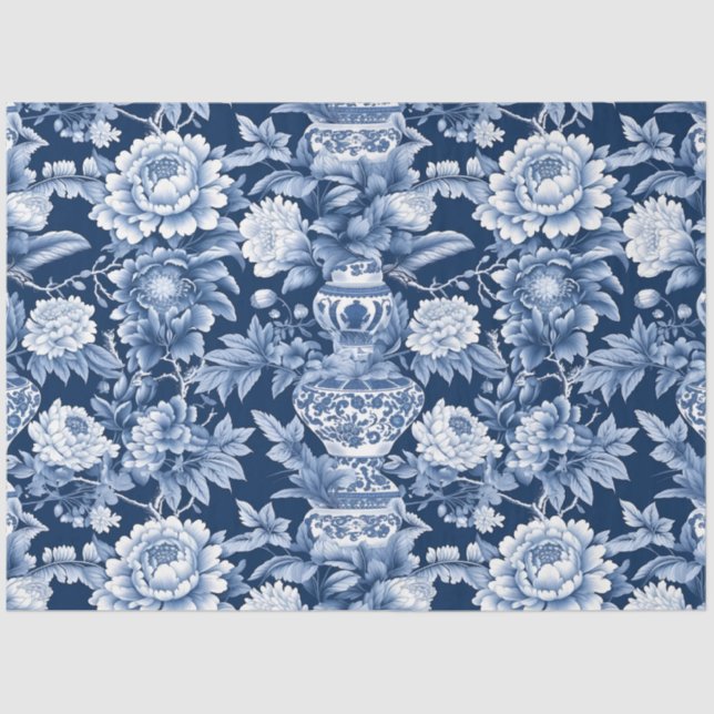 Blue & White Chinoiserie Pattern Tissue Paper (Front)