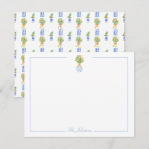 Blue White Chinoiserie Personalised Stationery Card