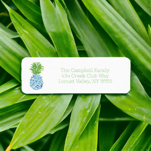 Blue White Chinoiserie Pineapple Address Return Address Label