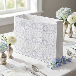 Blue White Chinoiserie Repeating Pattern Large Gift Bag